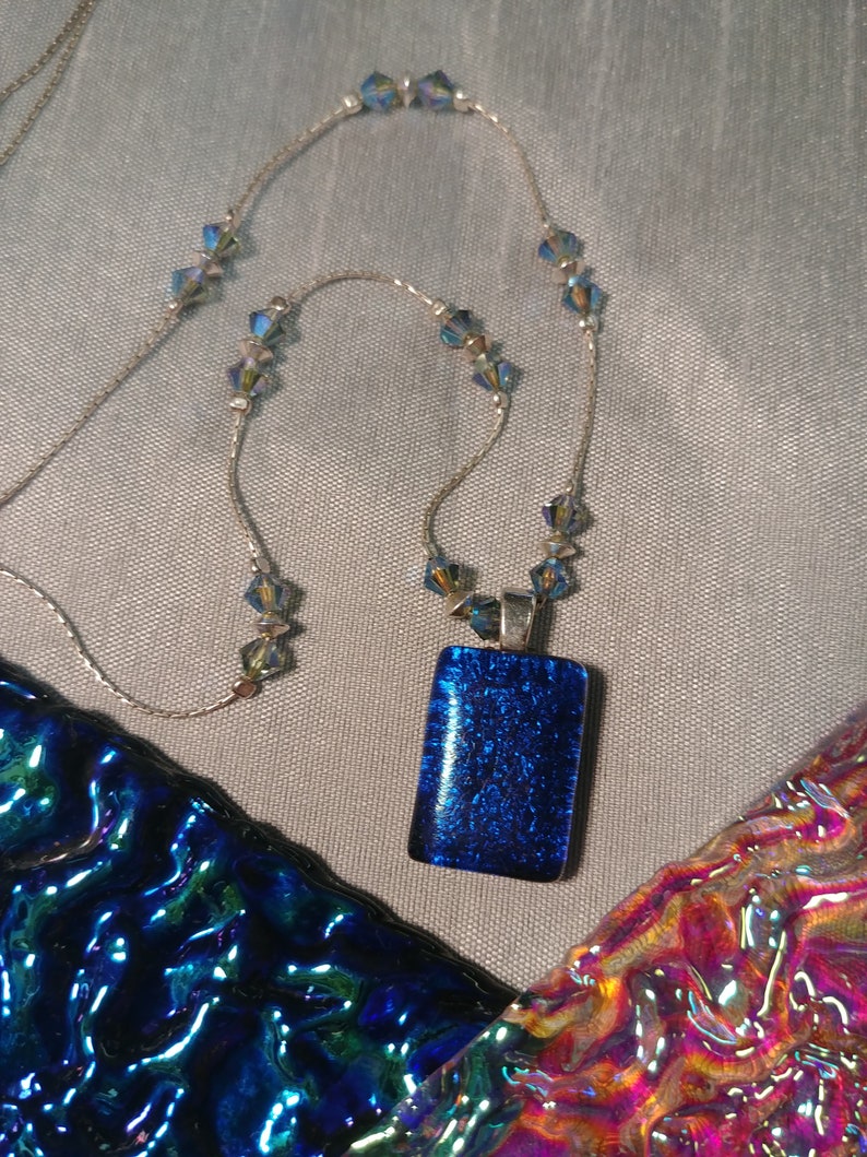 Fused glass crystal necklace