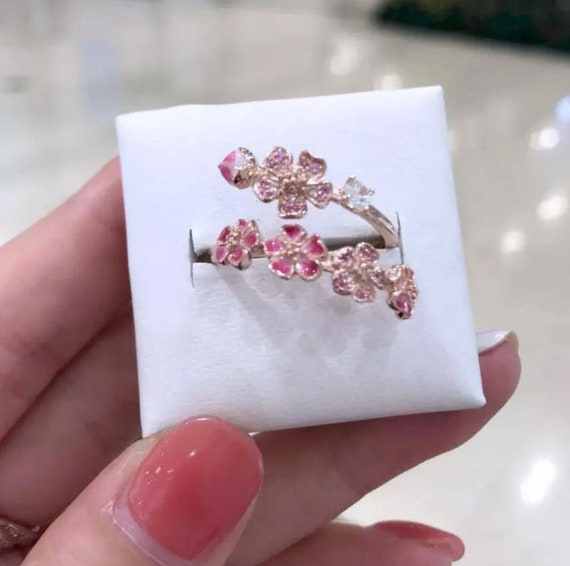 pandora pink flower ring