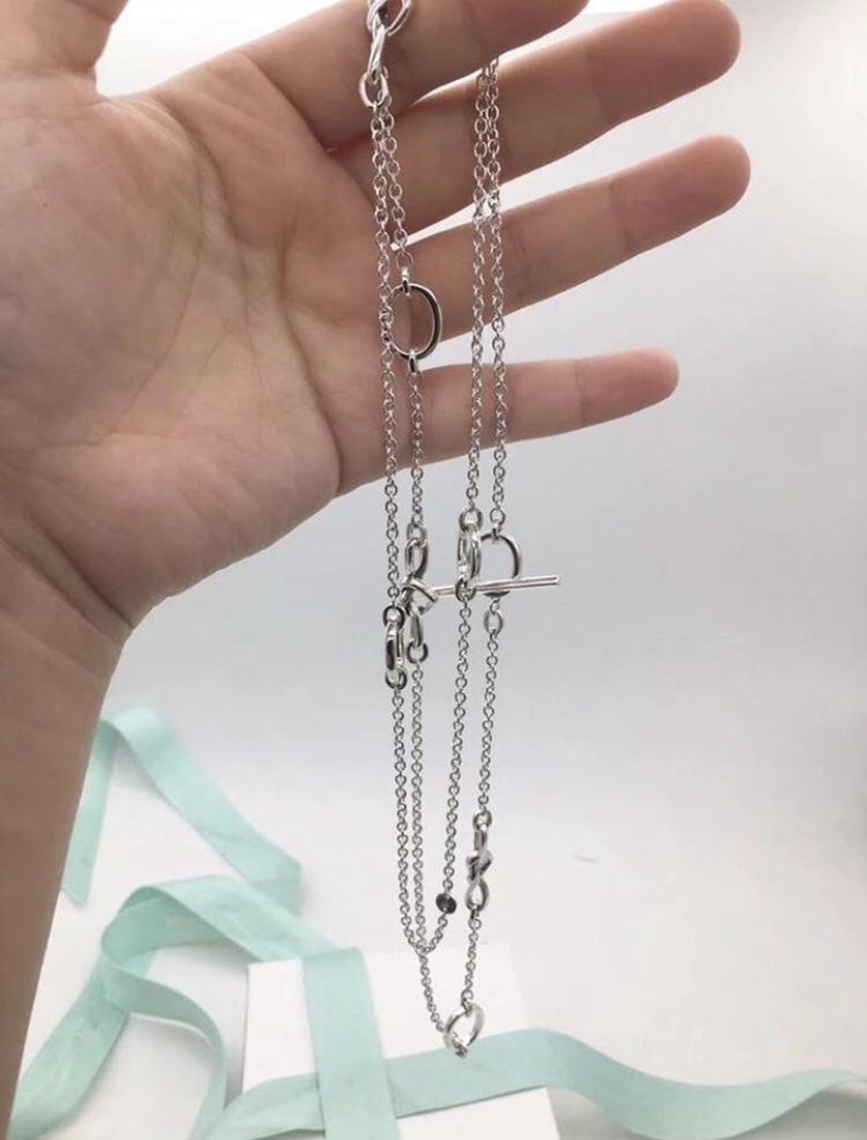 Knotted Heart TBar Necklace 90cm Sterling Silver Pandora Etsy