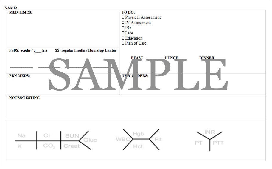 Brain Lab Report Sample Nurse Brain Report Sheet - Etsy