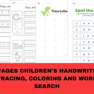 Children's Handwriting Practice Printable Worksheet - Etsy