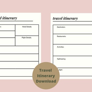 Travel Itinerary Printables - Etsy