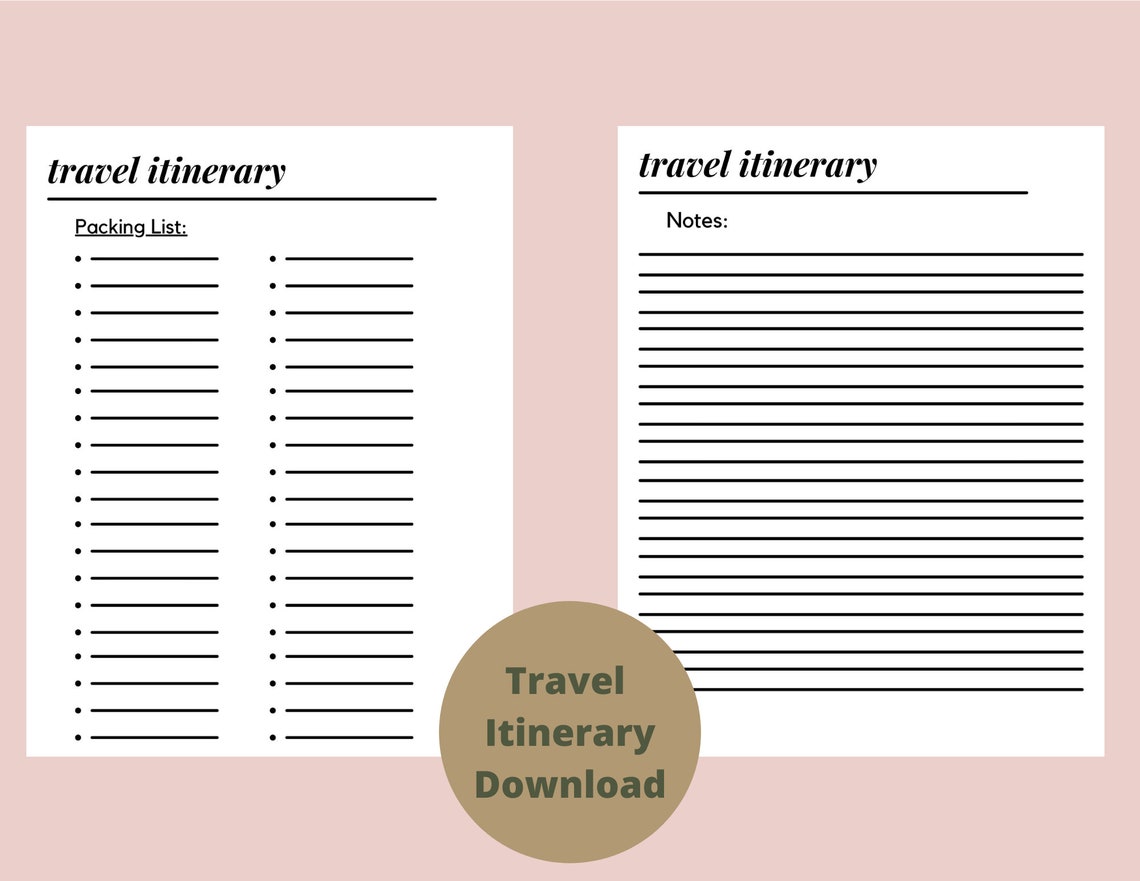 Travel Itinerary Printables - Etsy
