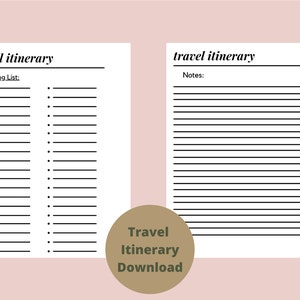 Travel Itinerary Printables - Etsy