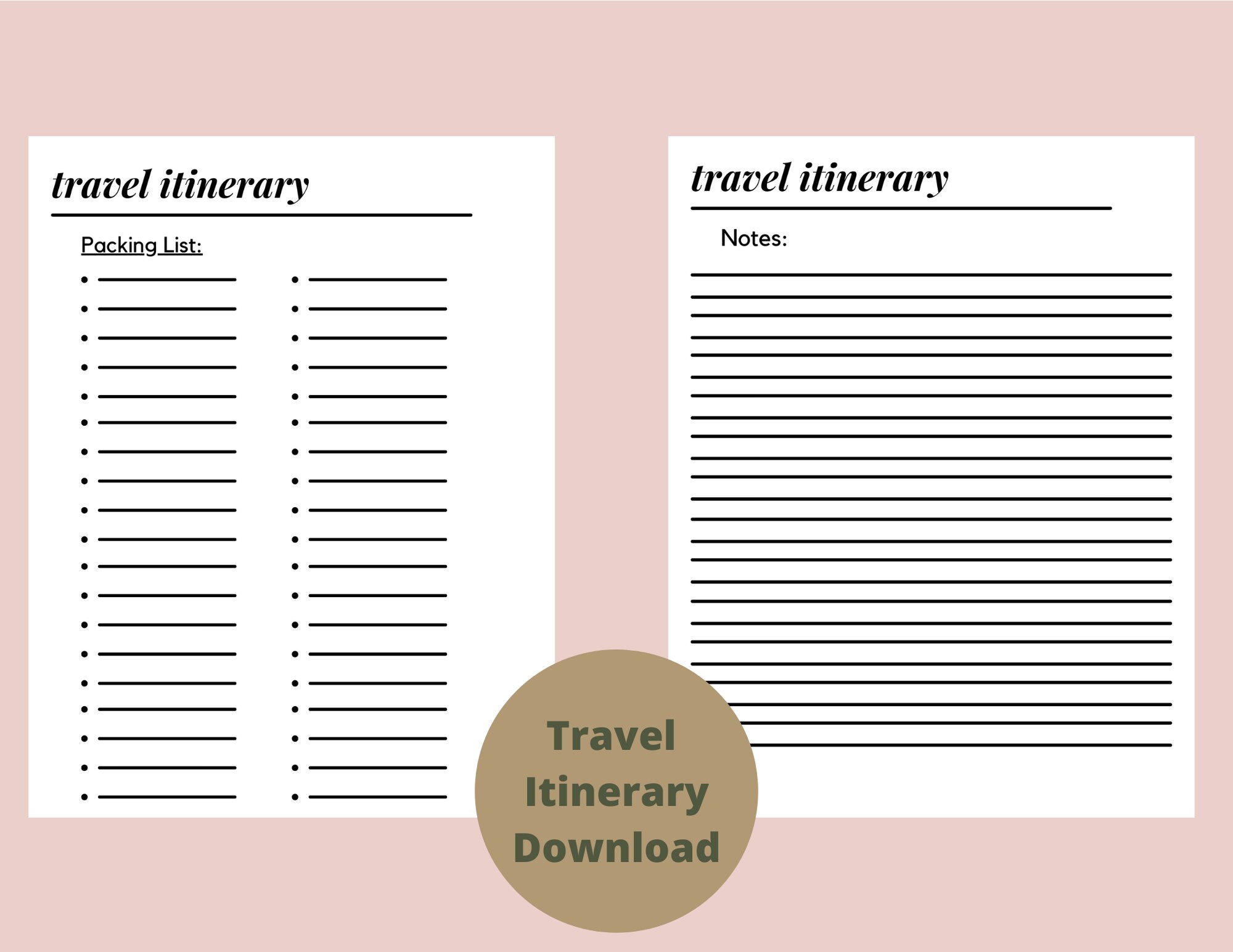 Travel Itinerary Printables - Etsy