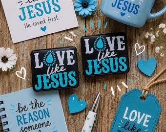 2pc set, Silicone Focal Beads, Focal Beads, Bead able Pen Beads, Jesus, Love, Love like Jesus