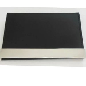 Engravable Business Card Holder Leather And Stainless Steel