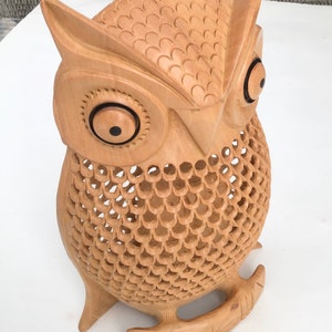 Undercut Wooden Owl - Hand Carved Owl - Wooden Owl - Home Decor