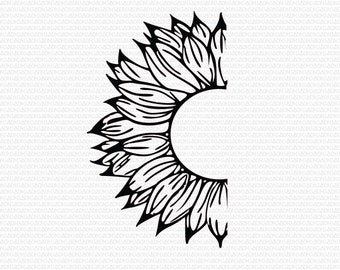 Download Half Sunflower Svg Etsy