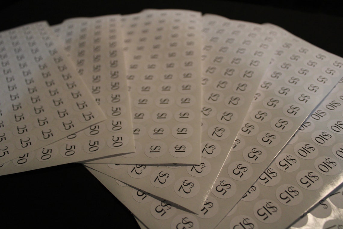 Yard Sale Price Stickers Garage Sale Price Stickers Price Etsy