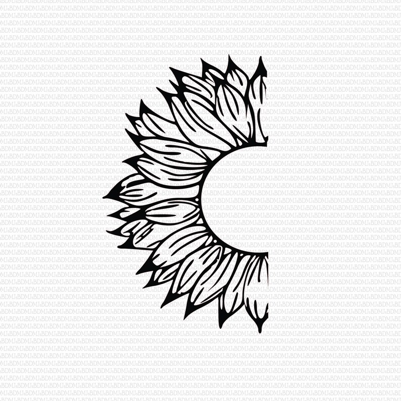 Download Half Sunflower Svg Jpg Png Instant Download Cut File Etsy