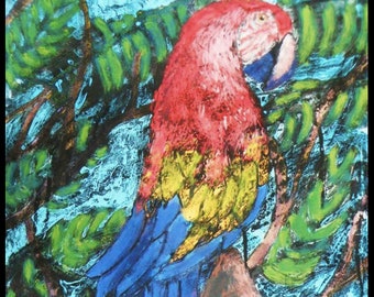 Parrot Painting Acrylic and Ink art Giclee wall decoration