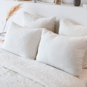 Ivory Linen pillowcase with open closure Body pillow cover Cushion cover Slip body pillow case euro sham 26x26 Mother's Day gift image 1