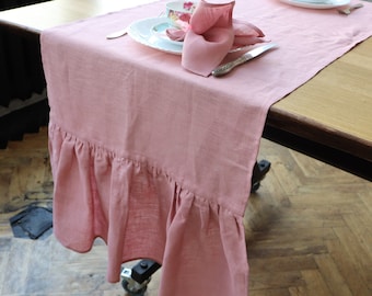 Linen Table Runner, Pink Table runner, Linen Table Decor, Wedding table runner, Mother's Day gift, Table decor