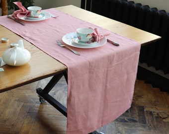 Linen Table Runner, Dusty rose Table runner, Linen Table Decor, Rustic linen runner, Farmhouse Table Runner, Mother's Day Gift from daughter