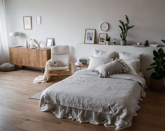 Linen comforter cover in Striped Natural, Linen Duvet Cover, Stonewashed Linen bedding, Mother's gift, bedroom linen, luxury linen bedding