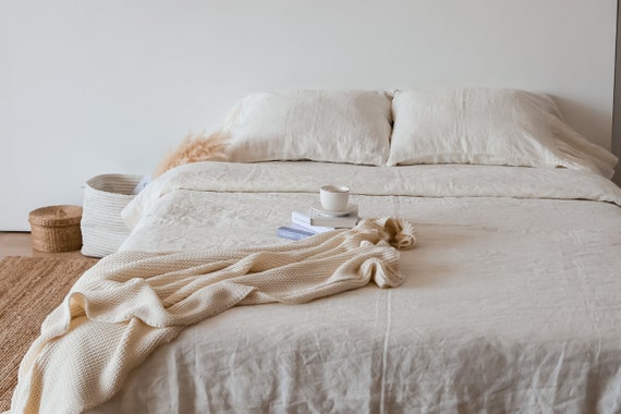 Linen Duvet Cover California King In Ivory Off White 100 Etsy