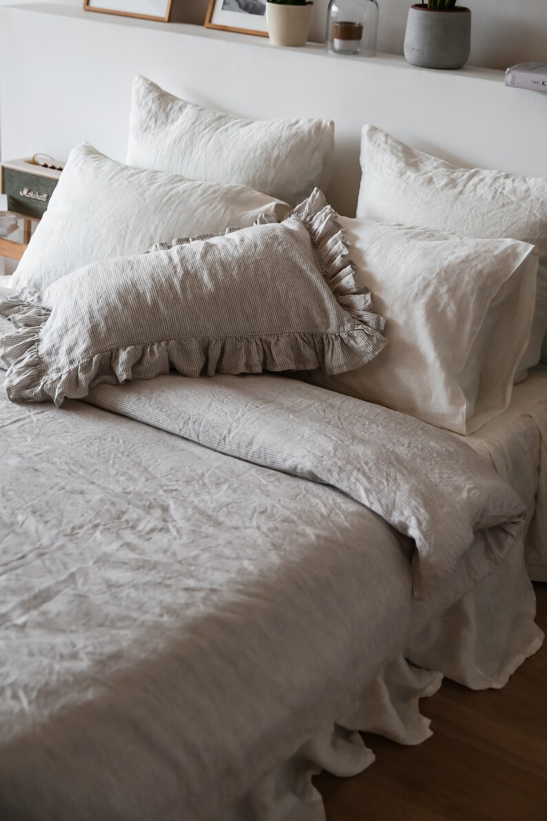 Linen Duvet Cover in Striped Natural Linen Cover Comforter Etsy