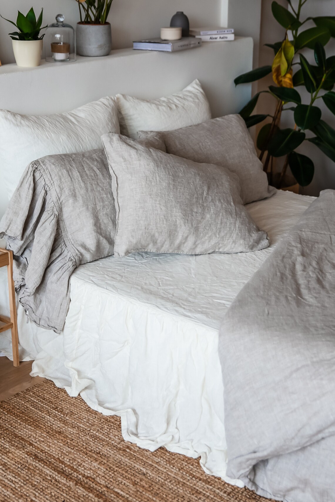 Natural Grey Linen Pillow Case With Open Closure Softened Etsy