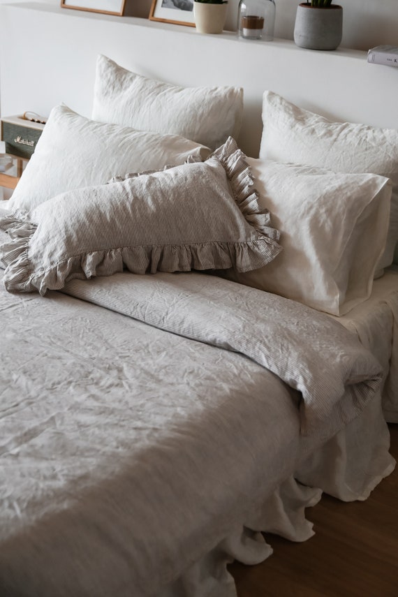 Linen duvet cover in Striped Natural Custom made Mother's Etsy
