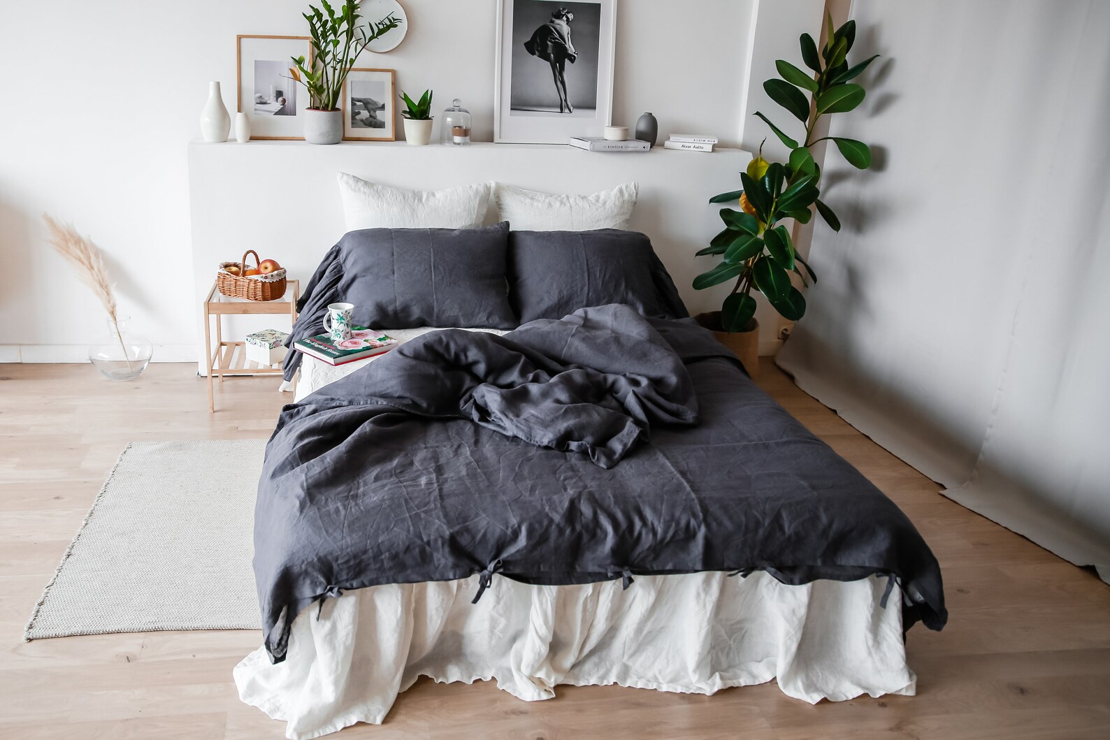 Charcoal Linen Duvet Cover Set Softened Linen Duvet Cover Etsy