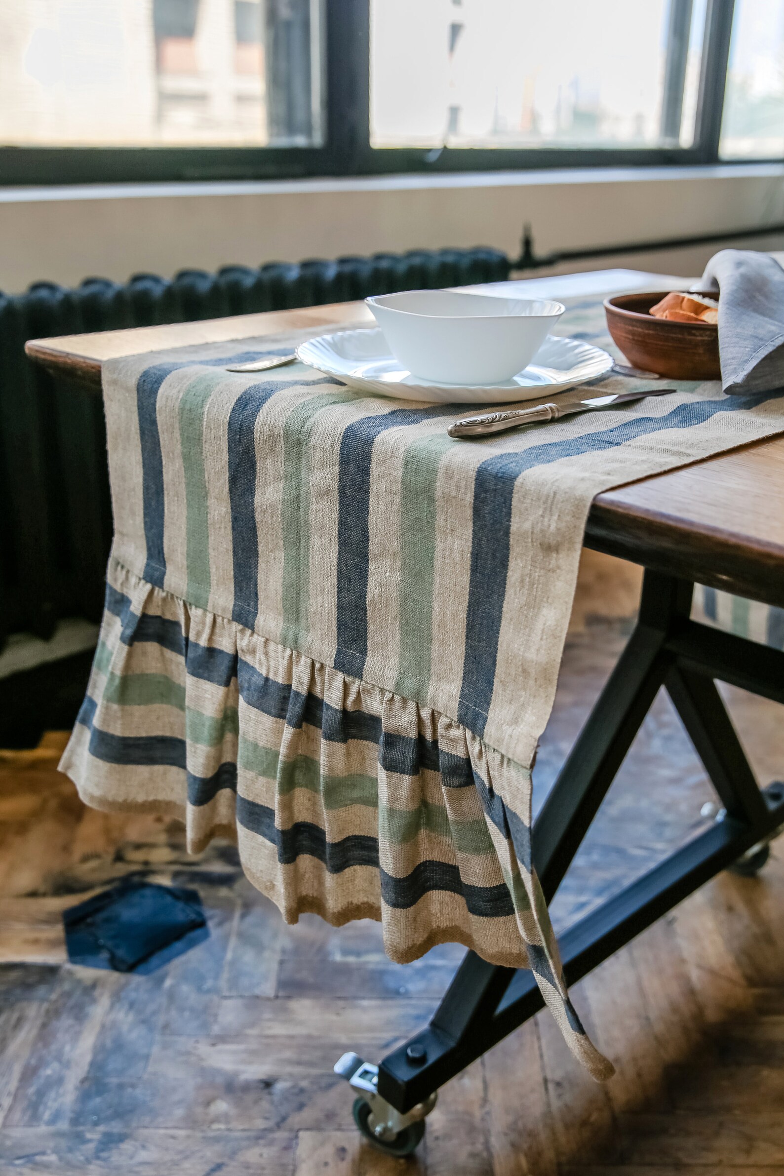 Linen Table Runner Olive Table Runner Linen Table Decor Etsy