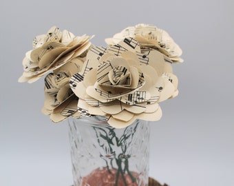 Sheet music paper roses - paper flowers - paper anniversary