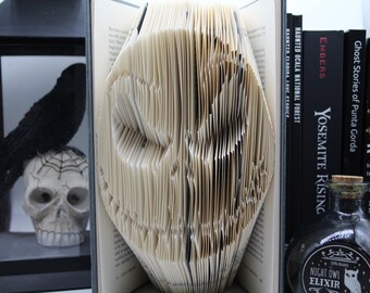 Creepy skeleton face Folded Book Art - Christmas Decor - Halloween Decor