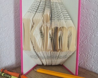 Teacher appreciation gift book art - personalized teachers gift - folded book art