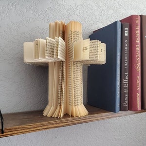 Cross book art - Farmhouse decor, Easter decor, book lover gift