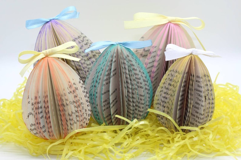 Vintage Inspired Paper Easter Eggs  folded book art Easter image 1