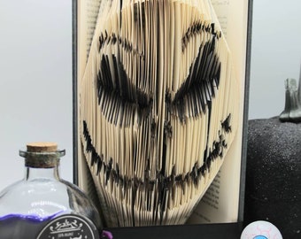Skeleton face Folded Book Art - Christmas Decor - Halloween Decor