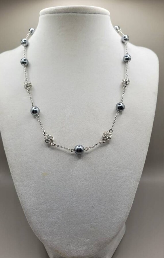 Nolan Miller Faux Pearl & Rhinestone Necklace