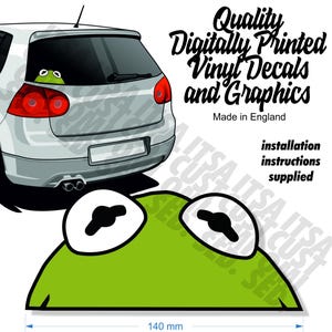 Oryginalna naklejka samochodowa Retro Kermit Żaba Muppety podglądające