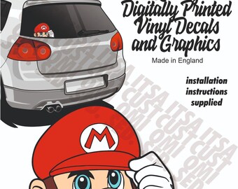 Mario retro peeking peepin car sticker