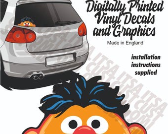 Original Retro Ernie Muppets peeking peeping car sticker