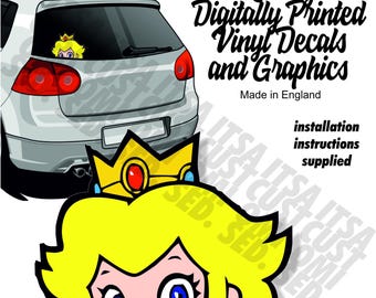 Original Retro princess peach retro peeking peeping car sticker