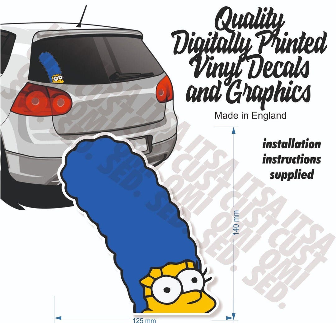 Original Retro Marge Simpson Peeking Peepin Car Sticker - Etsy