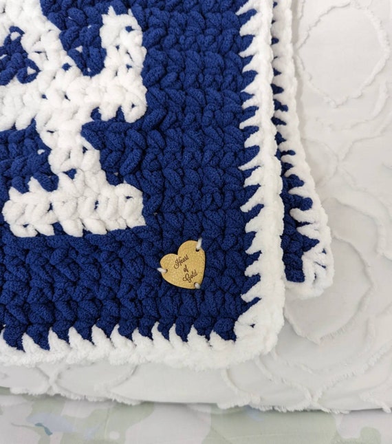 LA Baby Dodger Fan Crochet Baby Blanket, 26