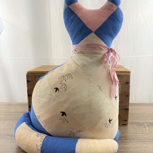 Vintage Patchwork Quilt Cat Kitty Doorstop Plush Stuffed Animal