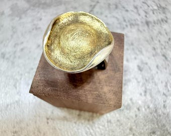 Vintage Brutalist Modernist Sterling 925 Abstract Dome Ring