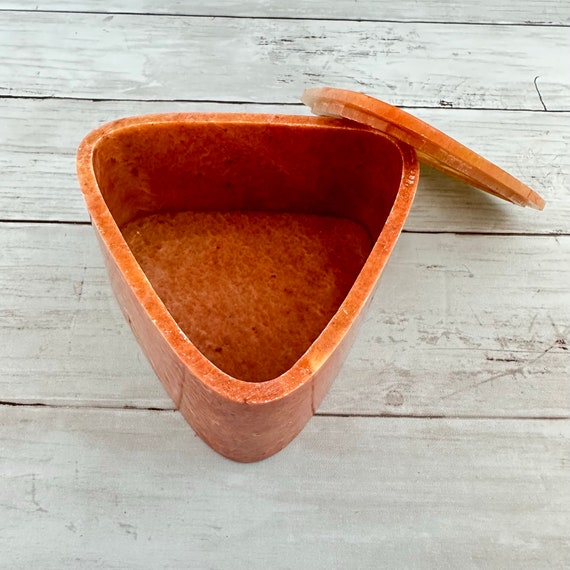 Vintage Triangular Soap Stone Trinket Box or Ince… - image 3