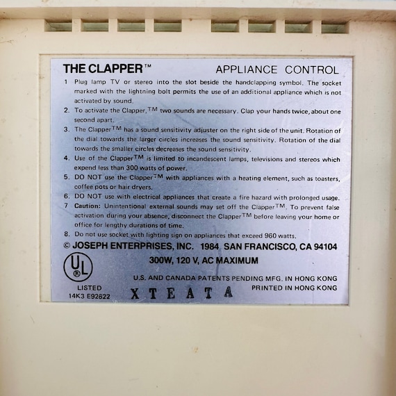 Vintage 1984 Original the Clapper Appliance Control for TV and