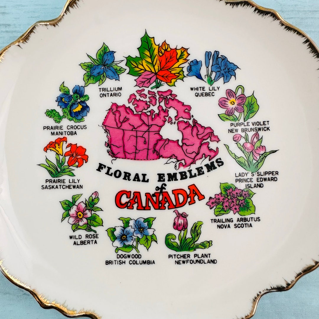 Canadian Style Emblems Vintage 60's Floral Emblems of Canada Collector Plate - Etsy