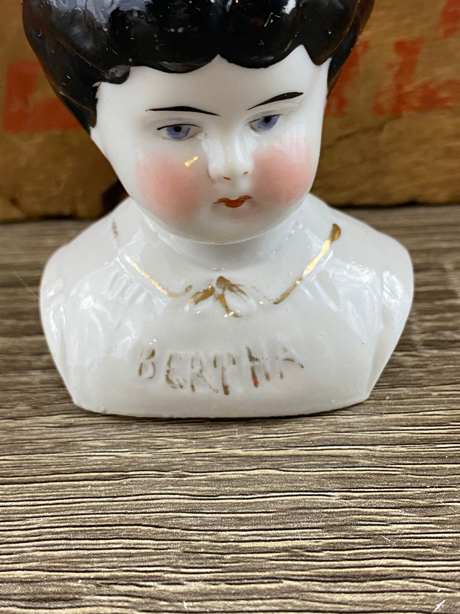 Vintage German Porcelain China Doll Head by Hertwig and Company
