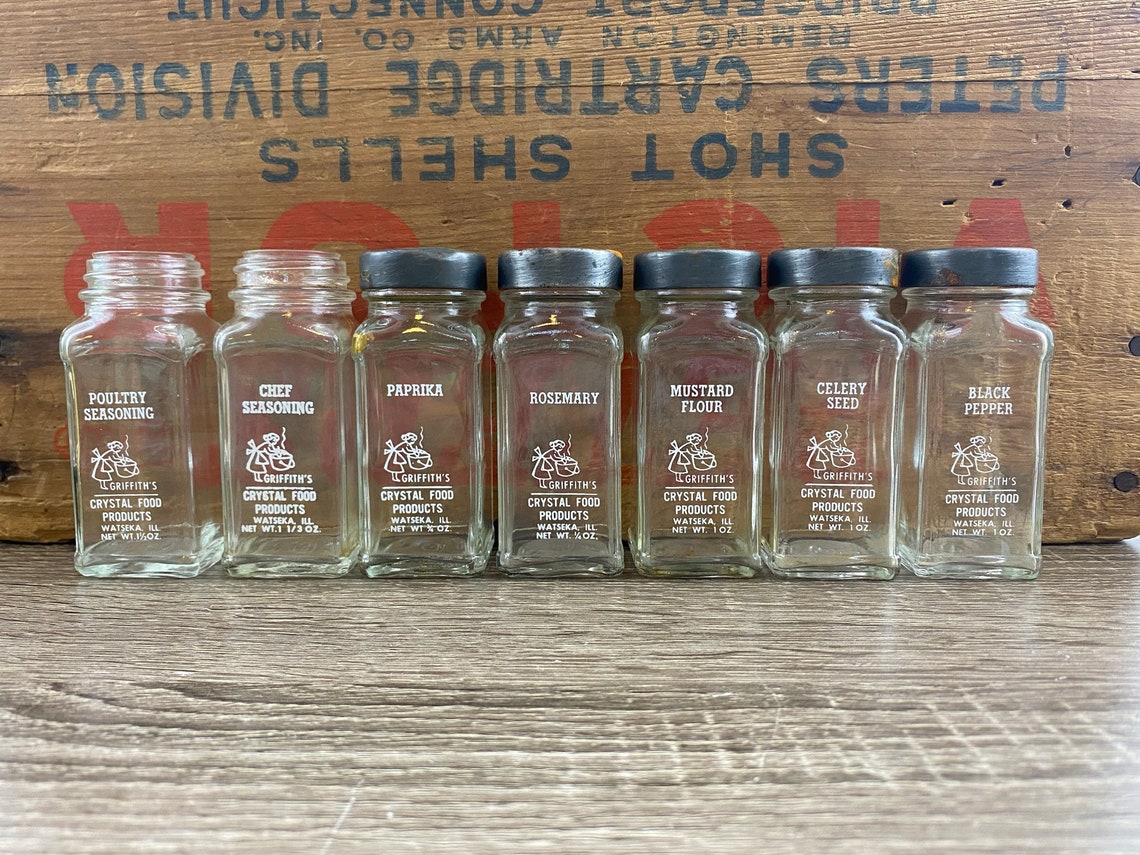 Vintage Glass Spice Jars Griffith's Crystal Food Products Etsy
