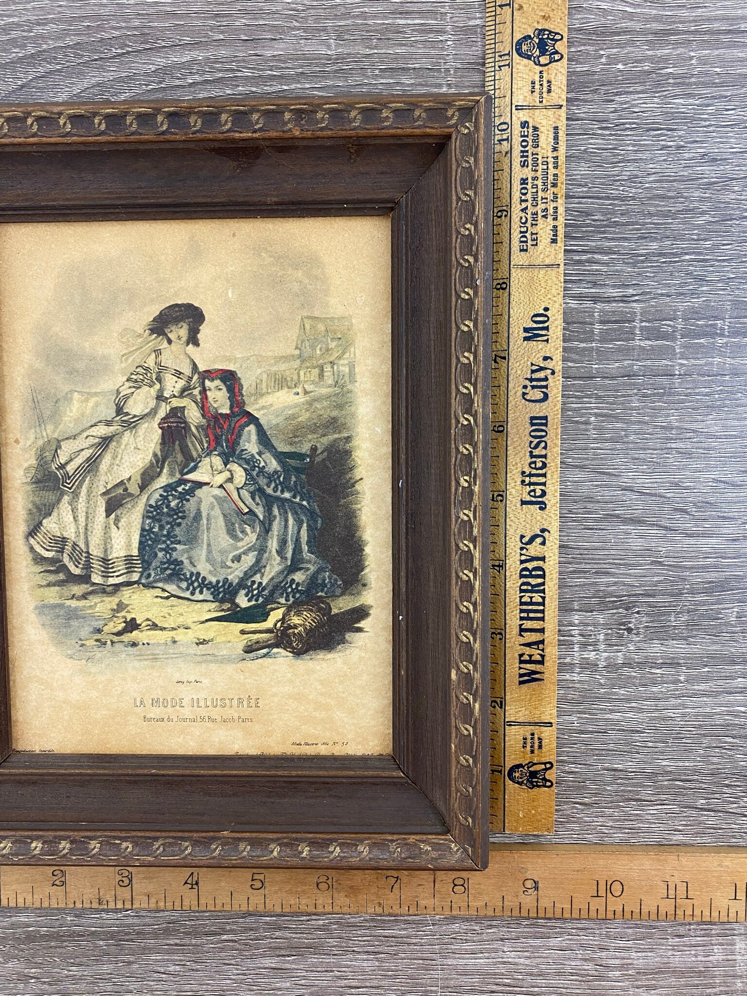 Vintage La Mode Illustree French Fashion Print Small Framed