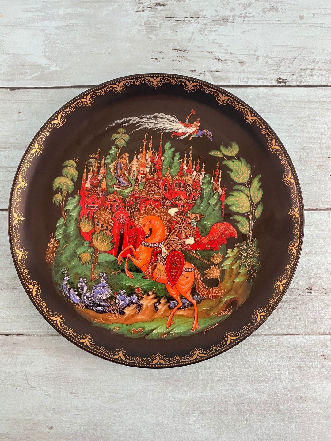 Vintage 1988 Tianex Russian Legends Fairy Tale Plate Hand Painted