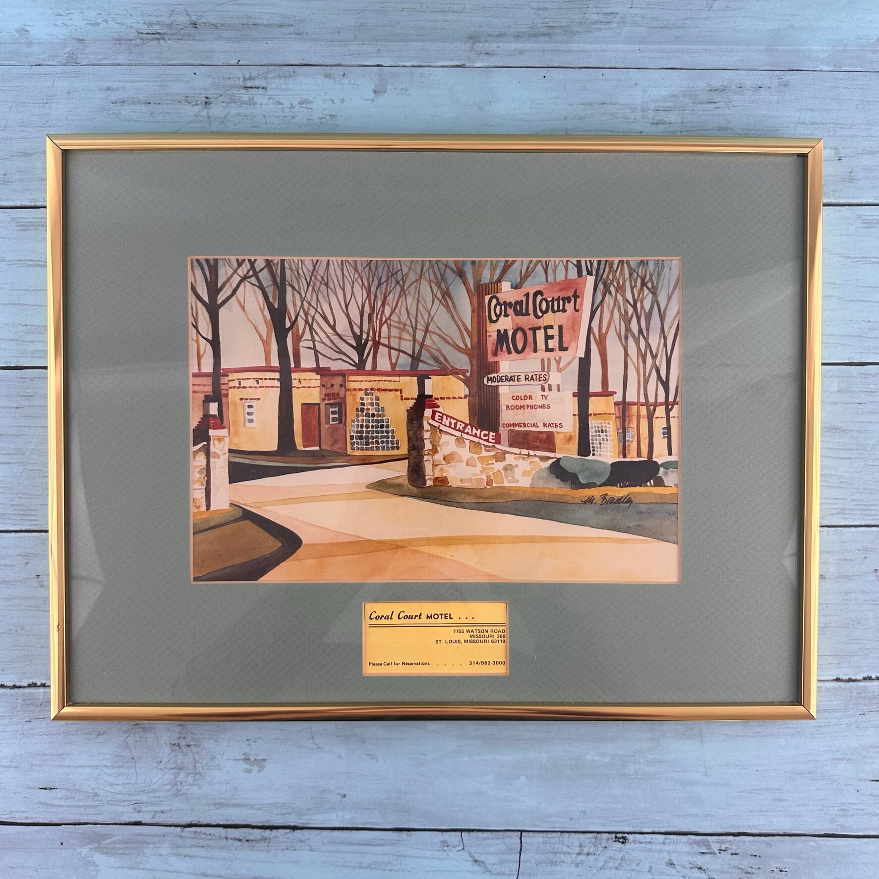 Vintage Coral Court Motel Watercolor Painting by STL Artist - Etsy