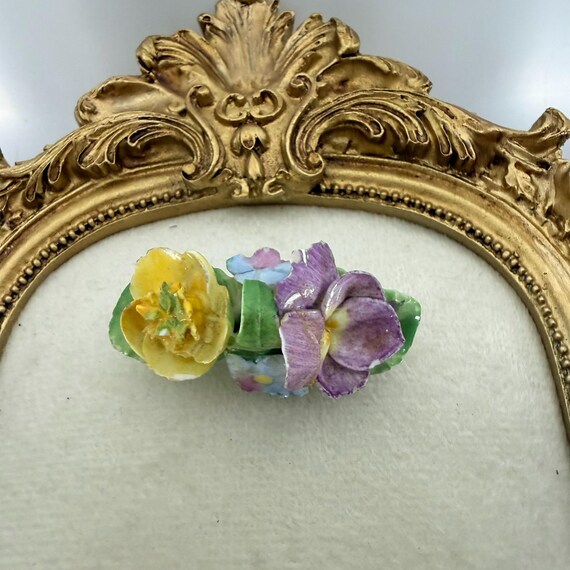 Vintage Coalport Hand-Painted Porcelain Flower Bouquet Brooch – English Bone China